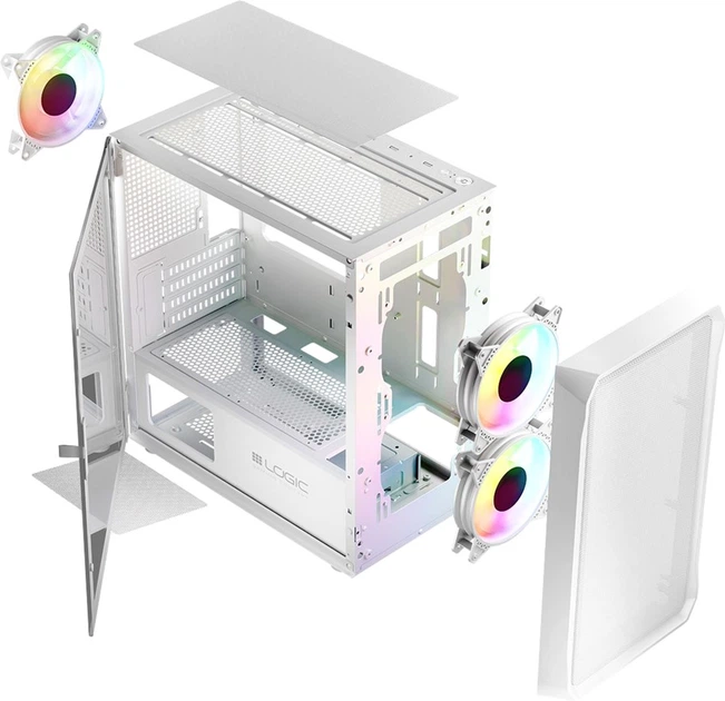 Obudowa Logic Concept Portos Mesh+Glass ARGB fans 3x120 mm White (AM-PORTOS-20-0000000-0002) - obraz 13