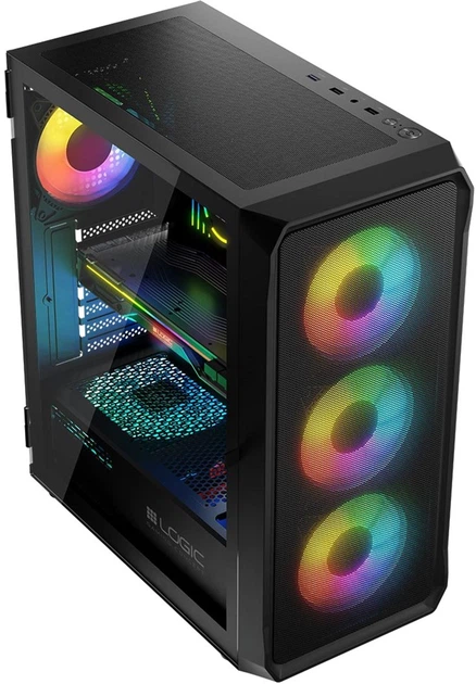 Obudowa komputerowa Logic Concept Portos Mesh+Glass ARGB fans 4x120 mm Black (AT-PORTOS-10-0000000-0002) - Zdjęcie 11 Obudowa komputerowa Logic Concept Portos Mesh+Glass ARGB fans 4x120 mm Black (AT-PORTOS-10-0000000-0002) - obraz 11