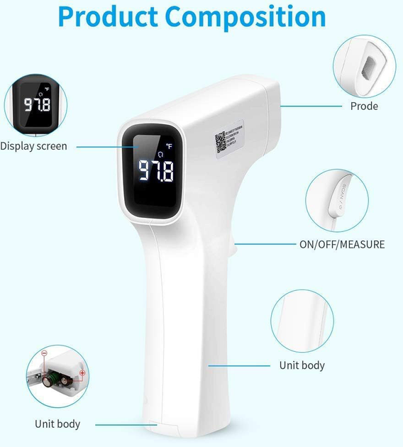 Bezdotykowy termometr na podczerwień BBLOVE Infrared Thermometer Contactless (6953775658034) - obraz 2