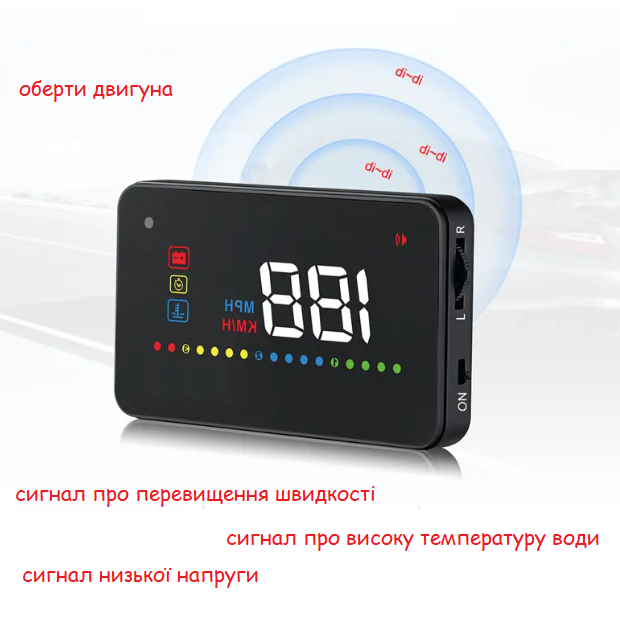 Бортовой компьютер HUD A200 3.5" дюймов проекция на лобовое стекло - изображение 2