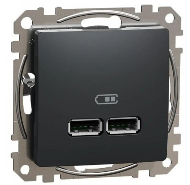 USB-розетка тип A+A, 2,1A, черная, SDD114401 Schneider Sedna Design ...