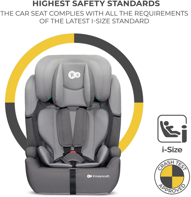 Fotelik samochodowy KinderKraft Comfort Up i-Size Grey (KCCOUP02GRY0000) - obraz 8