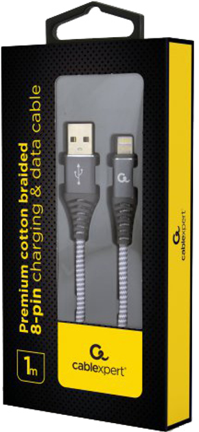 Кабель Cablexpert USB - Apple Lightning 1 м Grey (CC-USB2B-AMLM-1M-WB2) - зображення 2