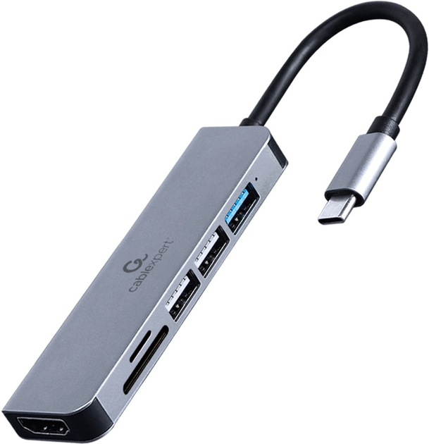 USB Hub Cablexpert USB-C 6-w-1 (Hub/HDMI/Card Reader) (A-CM-COMBO6-02) - obraz 1