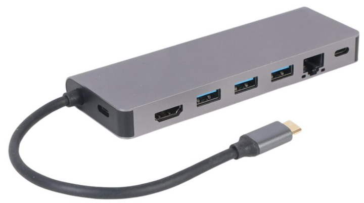 Док станція Cablexpert USB-C 5 в 1 (хаб/HDMI/PD/Кард рідер/LAN) (A-CM-COMBO5-05) - зображення 2
