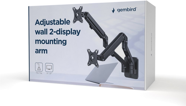 Uchwyt na dwa monitory 17-27" Gembird MA-WA2-01 - obraz 3