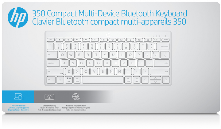 Klawiatura bezprzewodowa HP 350 Compact Multi-Device Bluetooth Keyboard White (692T0AA#ABB) - obraz 9