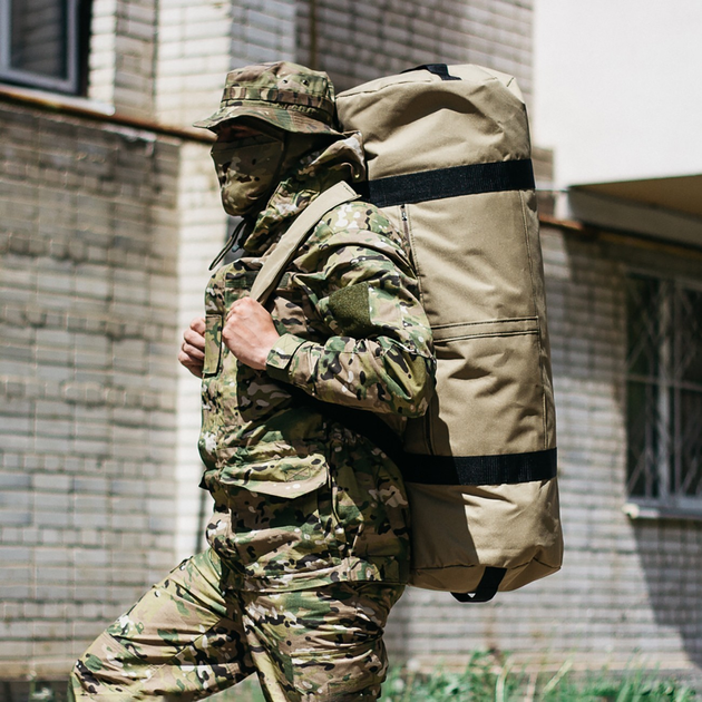 Військова сумка баул, Оксфорд армійський баул койот 100 л тактичний баул, тактичний баул-рюкзак - зображення 1
