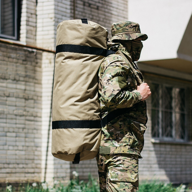 Військова сумка баул, Оксфорд армійський баул койот 100 л тактичний баул, тактичний баул-рюкзак - зображення 2