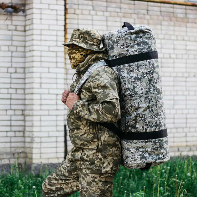 Военная сумка баул, баул армейский Оксфорд пиксель 100 л тактический баул, тактический баул-рюкзак - изображение 1