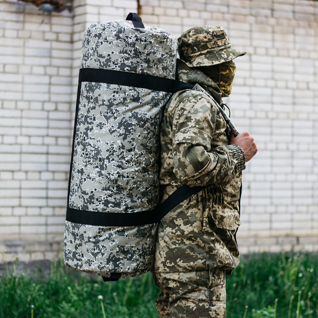Военная сумка баул, баул армейский Оксфорд пиксель 100 л тактический баул, тактический баул-рюкзак - изображение 2