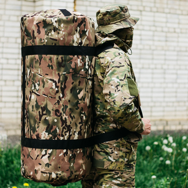 Военная баул сумка, баул армейский Cordura мультикам 120 л тактический баул, тактический баул-рюкзак - изображение 2