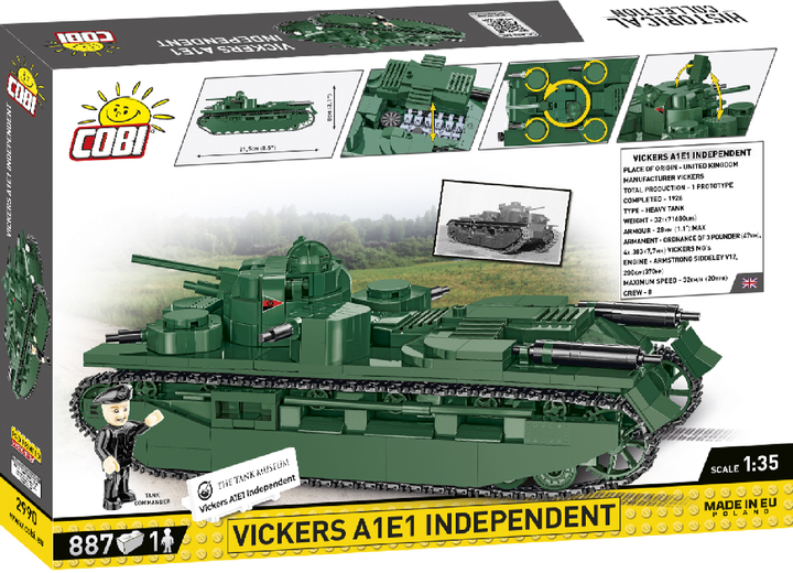 Klocki konstrukcyjne Cobi I Wojna Światowa Czołg Vickers A1E1 Independent 886 szt. (5902251029906) - obraz 2