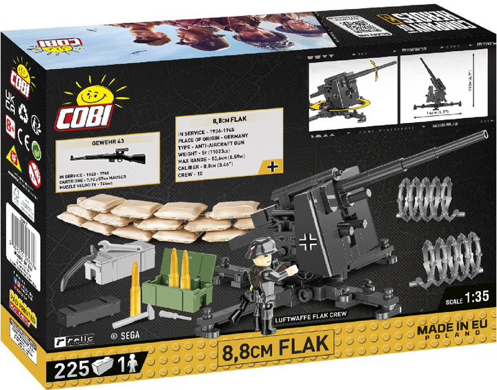 Konstruktor Cobi Company of Heroes 3 Działo przeciwlotnicze FlaK 225 szt (5902251030476) - obraz 2