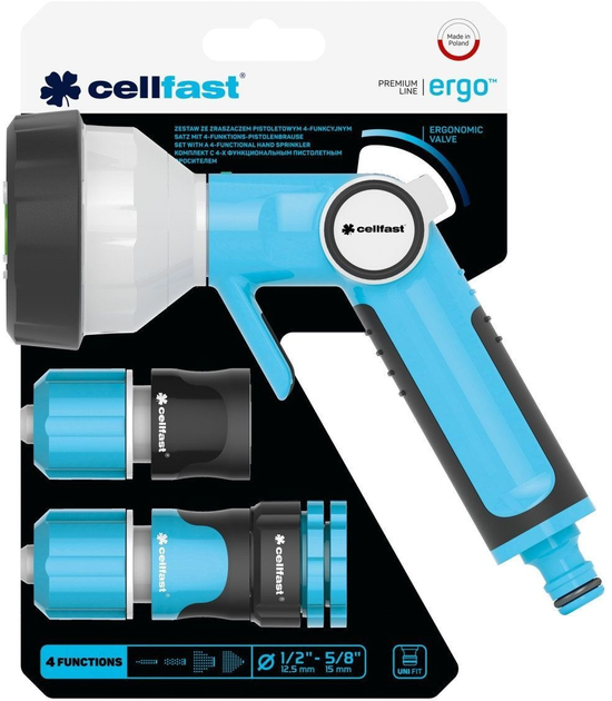 Комплект Cellfast Ergo з 4-х функціональним пістолетним зрошувачем 1/2" (5901828859526) - зображення 2