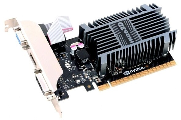 Karta graficzna INNO3D PCI-Ex GeForce GT 710 LP 1024MB DDR3 (64bit) (954/1600) (DVI, VGA, HDMI) (N710-1SDV-D3BX) - obraz 2