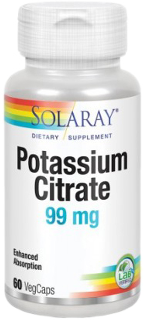 Suplement diety Solaray Potasio Citrato 99 mg 60 kapsułek (0076280625523) - obraz 1