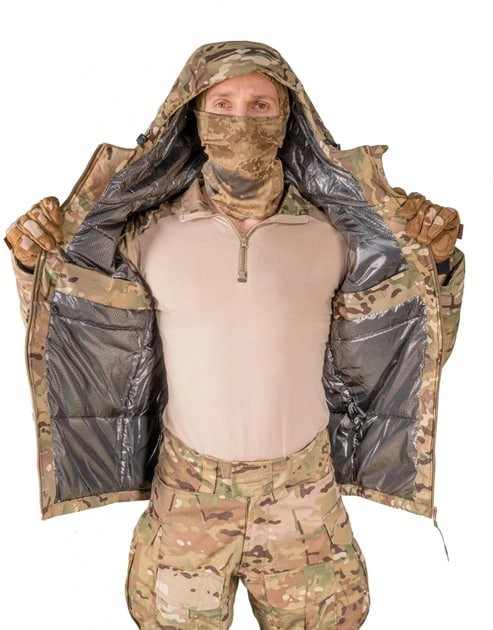 Куртка тактична зимова військова Ріп Стоп з тепловідбивною підкладкою Omni Hit Multicam з капюшоном Мультикам р.XL - зображення 2