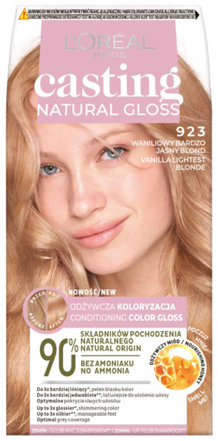 Farba do włosów L'Oreal Paris Casting Natural Gloss 923 Waniliowy Bardzo Jasny Blond 240 g (3600524086220) - obraz 1