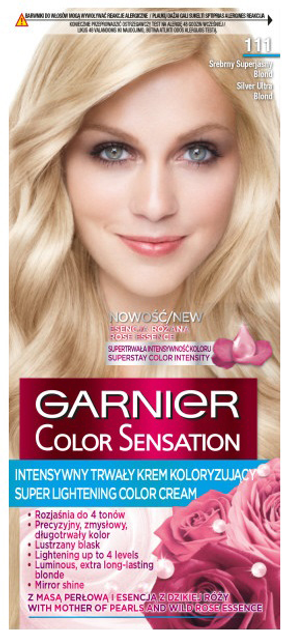 Krem koloryzujący do włosów Garnier Color Sensation 111 Srebrny Superjasny Blond 163 g (3600541136892) - obraz 1