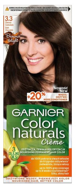 Krem koloryzujący do włosów Garnier Color Naturals Creme 3.3 Ciemna Czekolada 183 g (3600541091856) - obraz 1