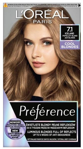 Фарба для волосся L'Oreal Paris Preference Cool Blondes 7.1 Ісландія 277 г (3600010013839) - зображення 1