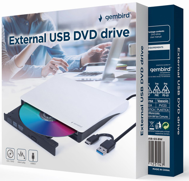 Zewnętrzny napęd DVD Gembird DVD-USB-03-BW - obraz 2