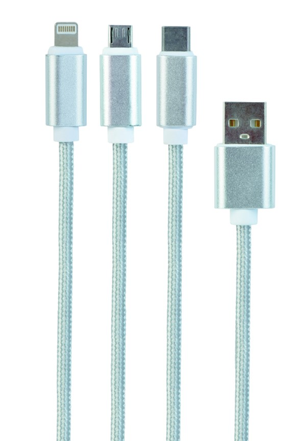 Кабель Cablexpert USB - Apple Lightning/MicroUSB/USB Type-C 1 м Silver (CC-USB2-AM31-1M-S) - зображення 1