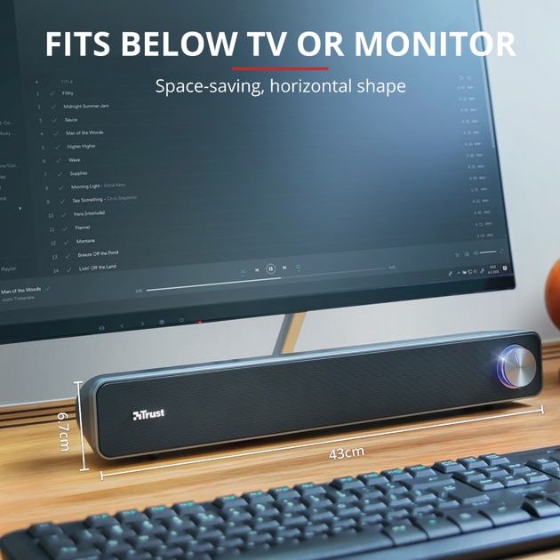 Акустична система Trust Arys Soundbar for PC Black (8713439229462) - зображення 9