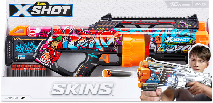 Szybkostrzelny miotacz Zuru X-SHOT Skins Last Stand Graffiti 16 naboi (193052039286) - obraz 6