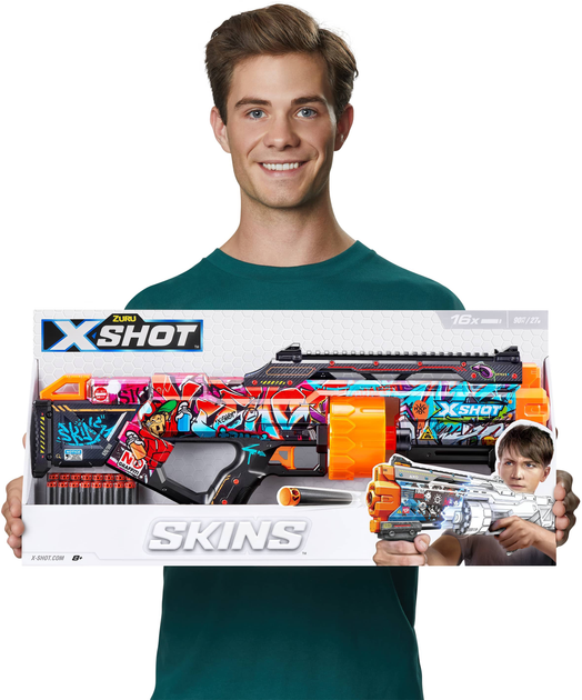 Szybkostrzelny miotacz Zuru X-SHOT Skins Last Stand Graffiti 16 naboi (193052039286) - obraz 8