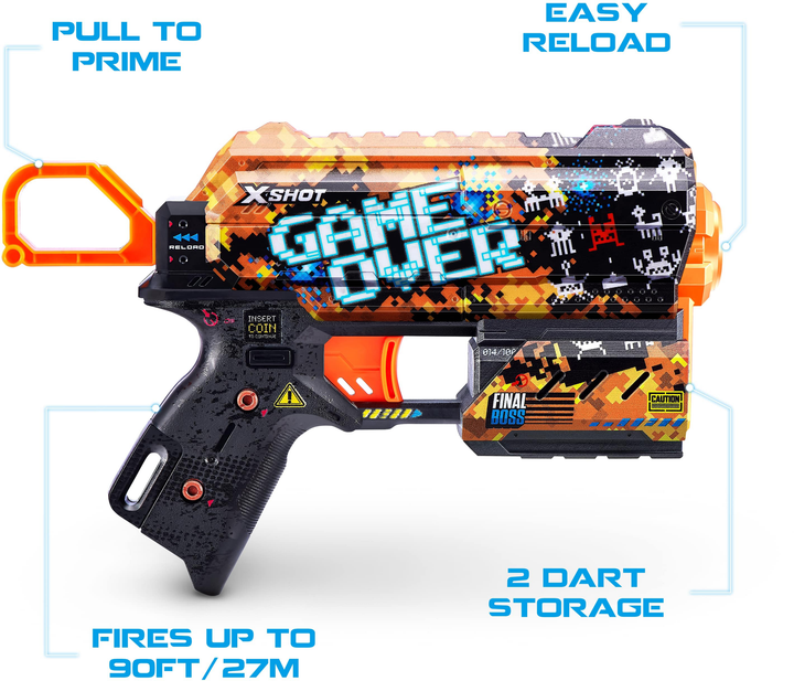 Szybkostrzelny blaster Zuru X-SHOT Skins Flux Game Over 8 naboi (193052043597) - obraz 6