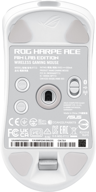 Mysz Asus ROG Harpe Ace Aim Lab Edition Bezprzewodowy/USB Biały (90MP02W0-BMUA10) - obraz 3