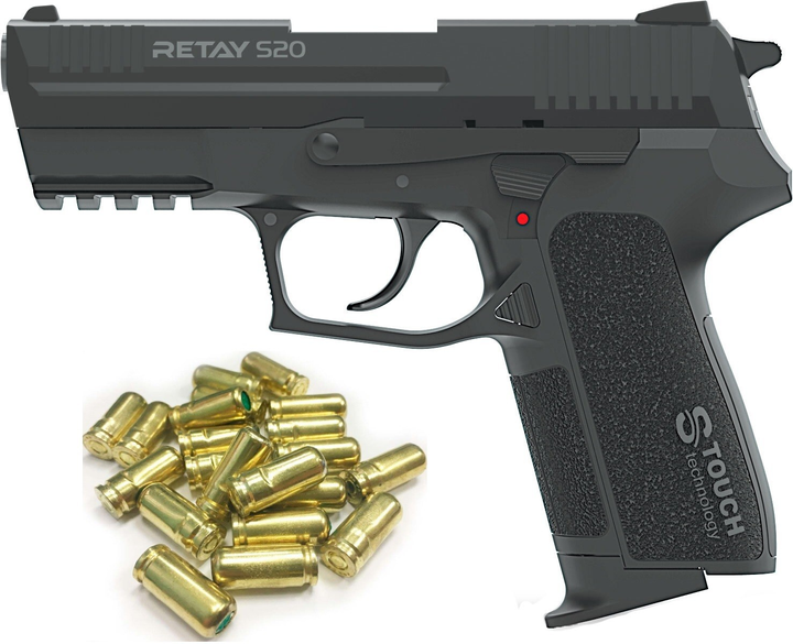 Пістолет стартовий Retay S20 Black +20 шт холостих патронів (9 мм) - зображення 1