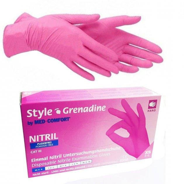 Рукавички нітрилові неопудрені Med Comfort розмір S 100шт (50пар) рожеві - зображення 1