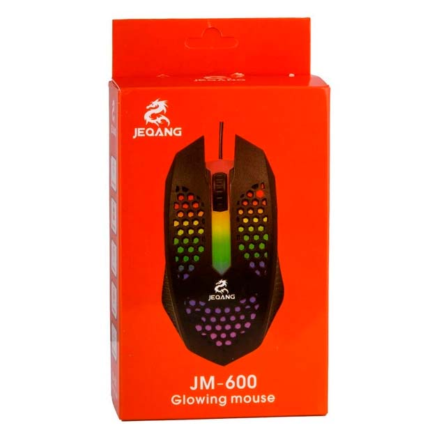 Миша дротова Jeqang JM-600 1600DPI USB 1.2M для ПК/ноутбука Led підсвічування геймерська Чорний - изображение 2