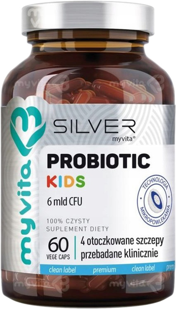 Probiotyk Myvita Silver Probiotic Kids 6 million CFU 60 capsules (5903021593351) - obraz 1