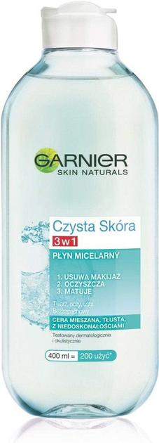 Міцелярний лосьйон для обличчя Garnier Pure Skin 3 в 1 400 мл (3600541595163) - зображення 1