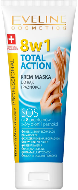 Krem-maska do rąk i paznokci Eveline Cosmetics Hand&Nail Therapy Total Action 8 w 1 75 ml (5901761913446) - obraz 1