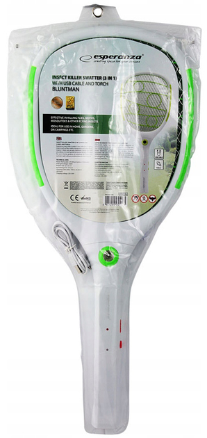 Elektryczna łapka owadobójcza Esperanza EHQ010G Insect Killer Swatter Bluntman (5901299955963) - obraz 5