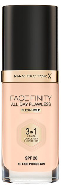 Тональна основа для обличчя Max Factor Facefinity All Day Flawless 3w1 10 Fair Porcelain SPF20 30 ml (3614227923201) - зображення 1