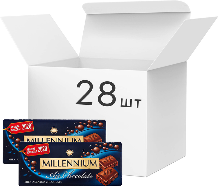Упаковка молочного пористого шоколада Millennium 90 г х 28 шт ...
