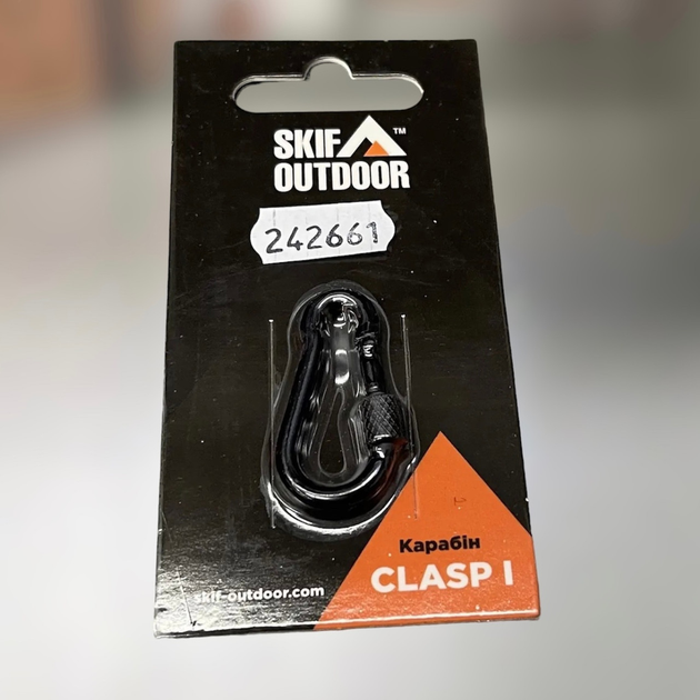 Карабін сталевий Skif Outdoor Clasp II, з муфтою, 35 кг, Чорний, (BT245S-35) - зображення 1