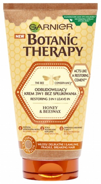 Krem do włosów Garnier Botanic Therapy Honey&Beeswax odbudowujący 3 w 1 bez spłukiwania 150 ml (3600542399753) - obraz 1