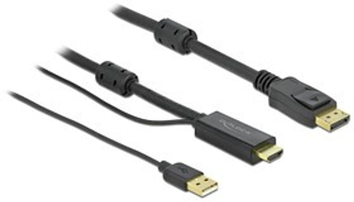 Kabel Delock HDMI – DisplayPort + USB Type-A 4K 2 m Black (4043619859641) - obraz 1