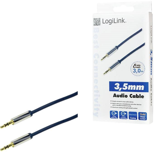 Kabel Logilink 2 x mini-jack 3.5 mm stereo 3 m Blue (4052792034424) - obraz 1