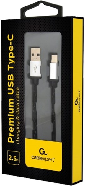 Kabel Gembird USB Type-A 2.0 – USB Type-C 2.5 m Black (8716309108713) - obraz 2