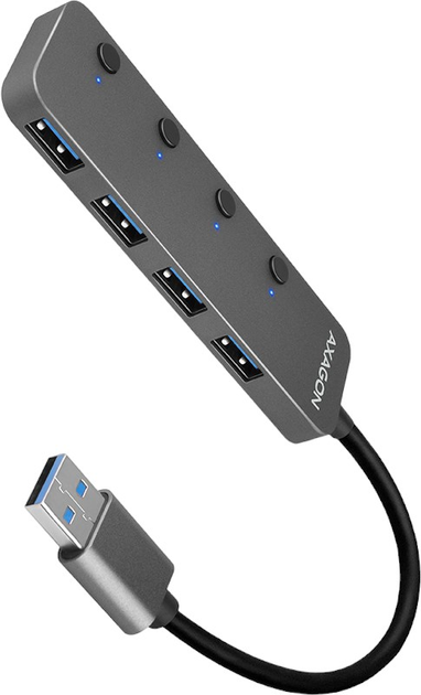USB-hub Axagon 4-portowy USB 3.2 Gen 1 + micro-USB 0.2 m (8595247905642) - obraz 1