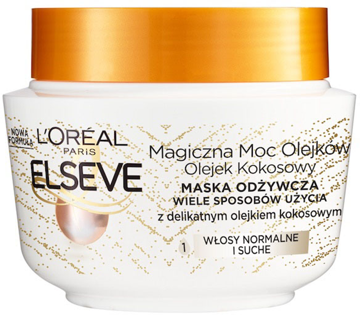 Maska do włosów L'Oreal Elseve Magiczna Moc Olejków z Olejkiem Kokosowym odżywcza 300 ml (3600523628971) - obraz 1