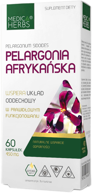 Suplement diety Medica Herbs Pelargonia Afrykańska 60 kapsułek (5903968202484) - obraz 1